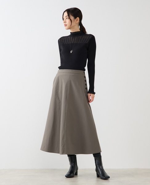 【ナイロンシェルサイドボタンナロースカート】 詳細画像 グリーン系その他 3