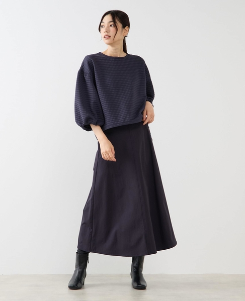 【ナイロンシェルサイドボタンナロースカート】 詳細画像 ダークネイビー 6