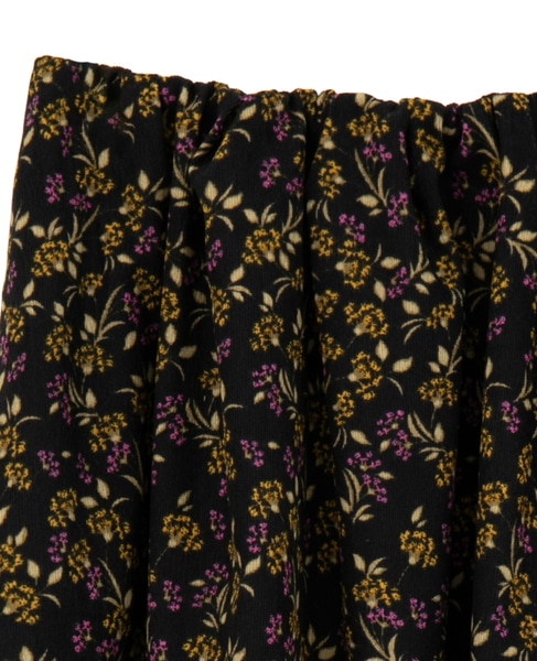 【ボタニカルプリントタックギャザースカート】 詳細画像 ブラック 12