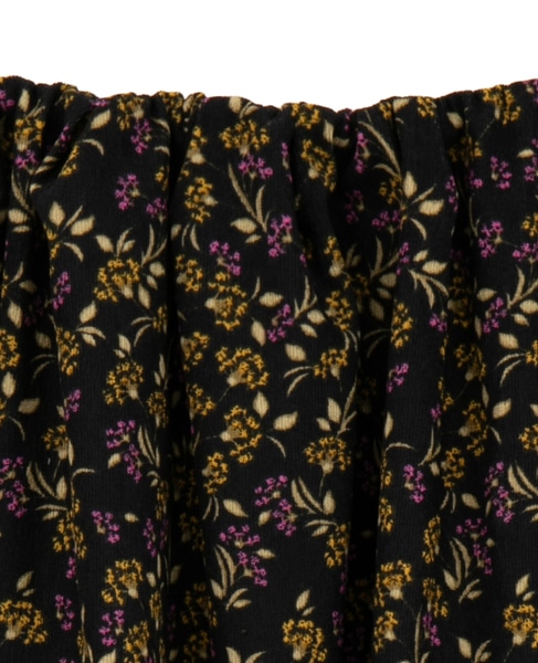 【ボタニカルプリントタックギャザースカート】 詳細画像 ブラック 13