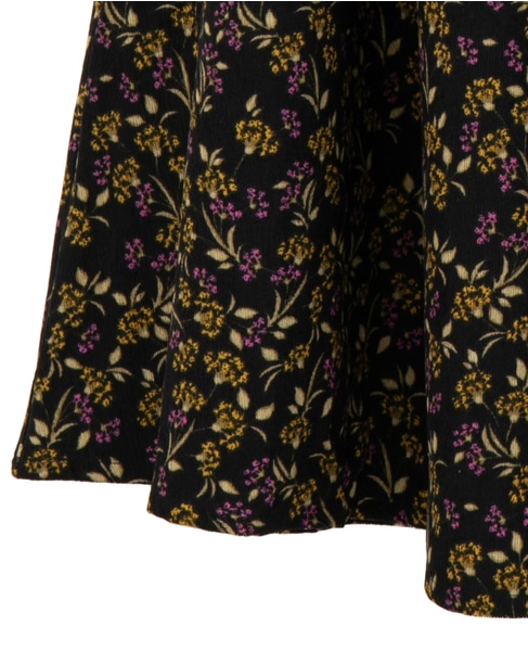 【ボタニカルプリントタックギャザースカート】 詳細画像 ブラック 14