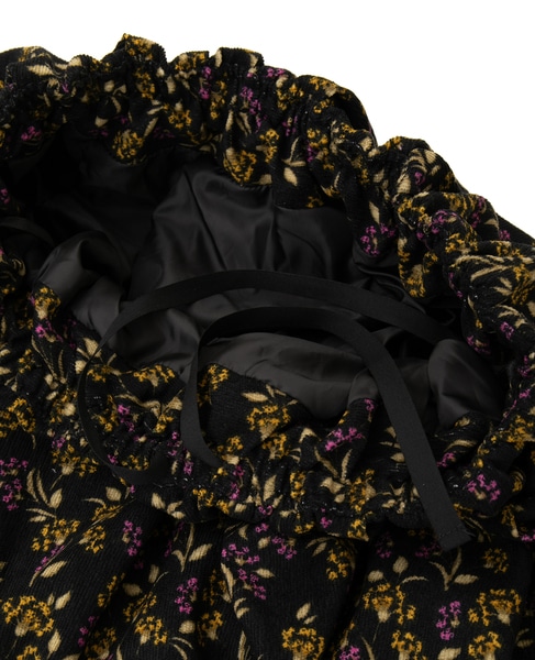 【ボタニカルプリントタックギャザースカート】 詳細画像 ブラック 15