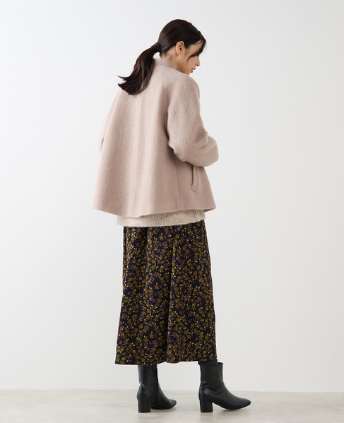 【ボタニカルプリントタックギャザースカート】 詳細画像 ブラック 6