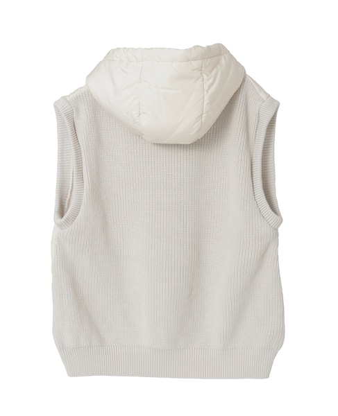 【中綿×ニット切替ZIPフードベスト】 詳細画像 アイボリー 10