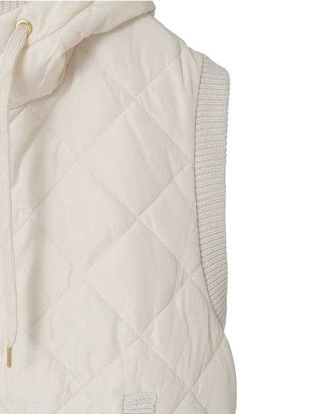 【中綿×ニット切替ZIPフードベスト】 詳細画像 アイボリー 12