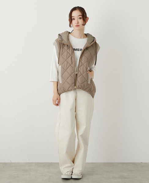 【中綿×ニット切替ZIPフードベスト】 詳細画像 モカ 8