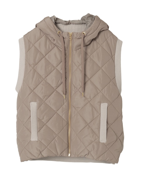 【中綿×ニット切替ZIPフードベスト】 詳細画像 モカ 9