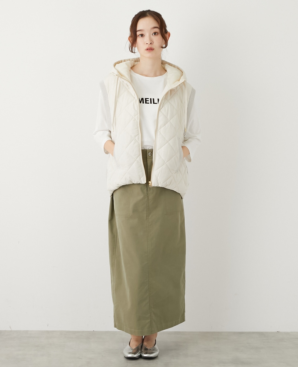 中綿×ニット切替ZIPフードベスト】｜MELROSE CLAIRE