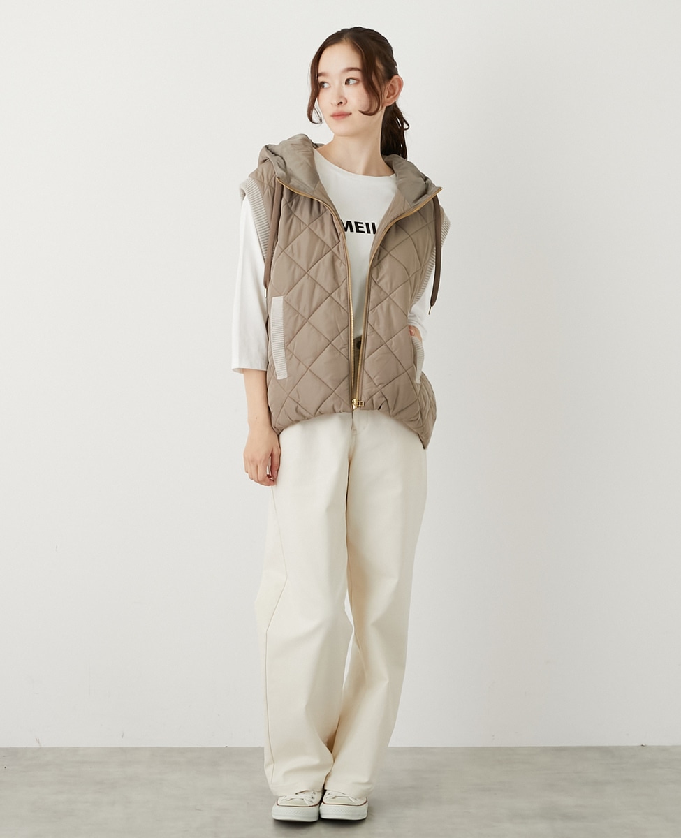 中綿×ニット切替ZIPフードベスト】｜MELROSE CLAIRE