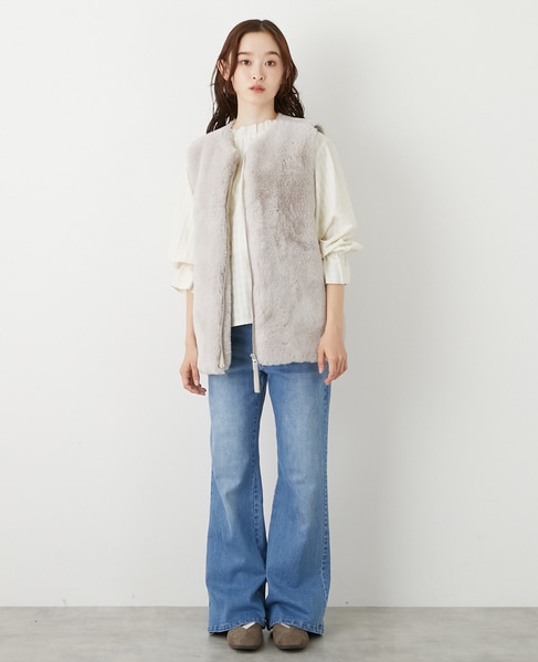 【エコファーチュニックZIPベスト】 詳細画像 ライトグレー 2