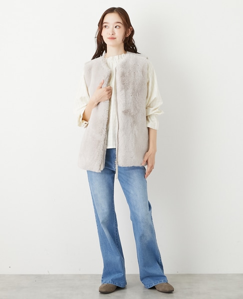 【エコファーチュニックZIPベスト】 詳細画像 ライトグレー 3