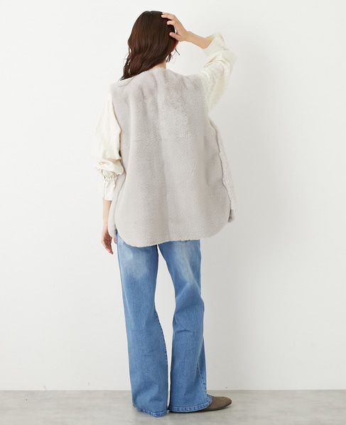 【エコファーチュニックZIPベスト】 詳細画像 ライトグレー 5