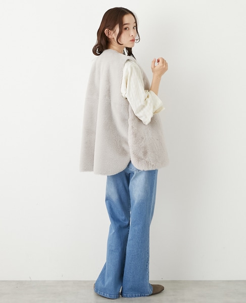 【エコファーチュニックZIPベスト】 詳細画像 ライトグレー 6