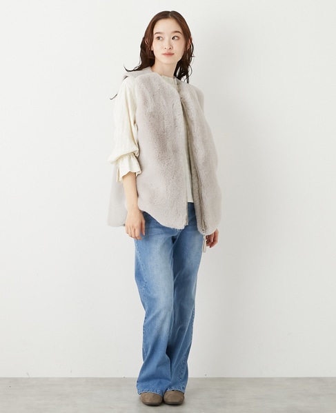 【エコファーチュニックZIPベスト】 詳細画像 ライトグレー 8