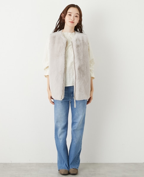 【エコファーチュニックZIPベスト】 詳細画像 ライトグレー 9