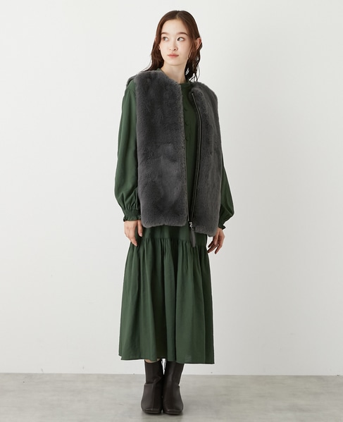 【エコファーチュニックZIPベスト】 詳細画像 チャコールグレー 3