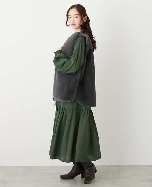 【エコファーチュニックZIPベスト】 詳細画像 チャコールグレー 6