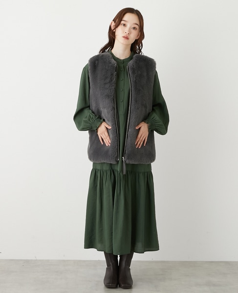 【エコファーチュニックZIPベスト】 詳細画像 チャコールグレー 9