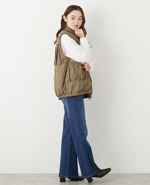 【ティアードギャザーピュアダウンベスト】 詳細画像 モカ 7