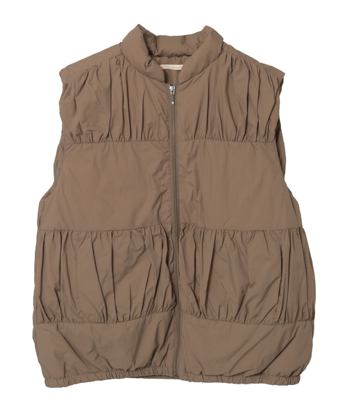 【ティアードギャザーピュアダウンベスト】 詳細画像 モカ 9