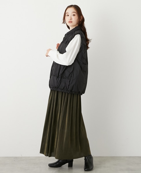 【ティアードギャザーピュアダウンベスト】 詳細画像 ブラック 4