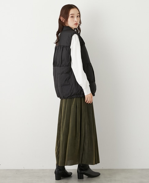 【ティアードギャザーピュアダウンベスト】 詳細画像 ブラック 6