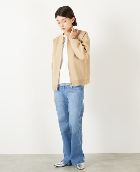 【超軽量JQジップアップニットブルゾン】 詳細画像 ベージュ 3