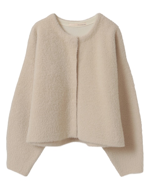 【ダブルフェイスフェザーノーカラーカーディガン】 詳細画像 グレイッシュベージュ 10