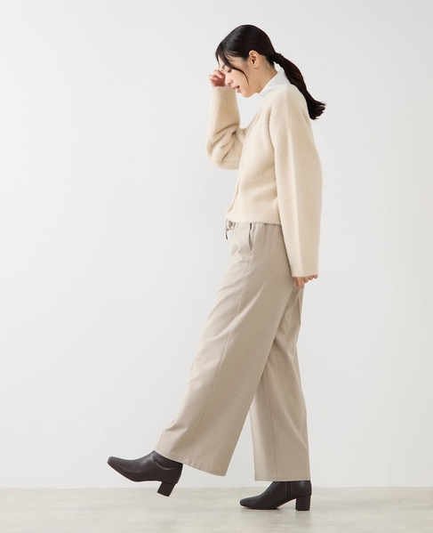 【ダブルフェイスフェザーノーカラーカーディガン】 詳細画像 グレイッシュベージュ 4