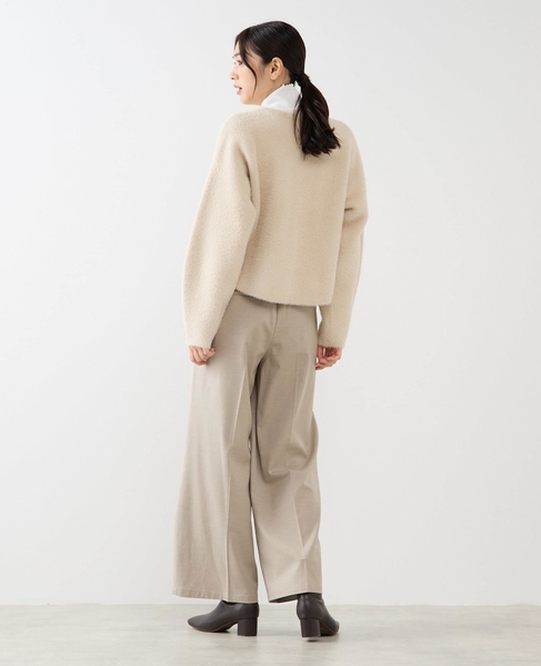 【ダブルフェイスフェザーノーカラーカーディガン】 詳細画像 グレイッシュベージュ 5