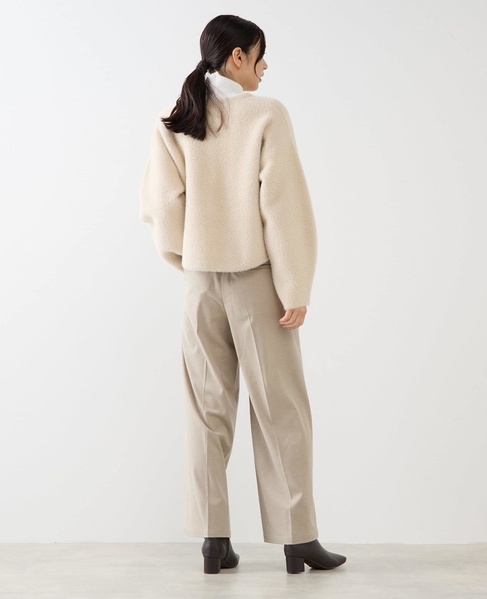 【ダブルフェイスフェザーノーカラーカーディガン】 詳細画像 グレイッシュベージュ 6