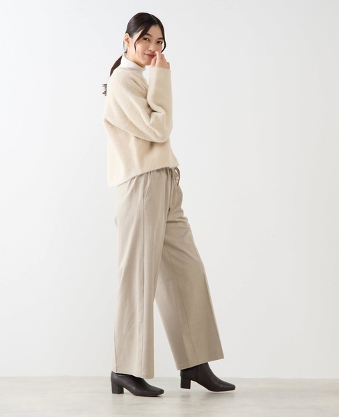 【ダブルフェイスフェザーノーカラーカーディガン】 詳細画像 グレイッシュベージュ 7