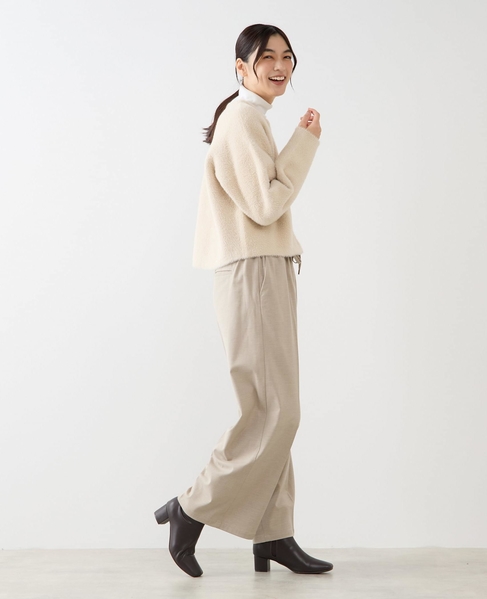 【ダブルフェイスフェザーノーカラーカーディガン】 詳細画像 グレイッシュベージュ 8