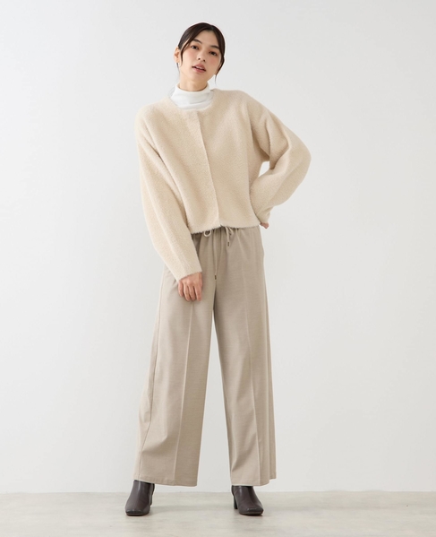 【ダブルフェイスフェザーノーカラーカーディガン】 詳細画像 グレイッシュベージュ 9