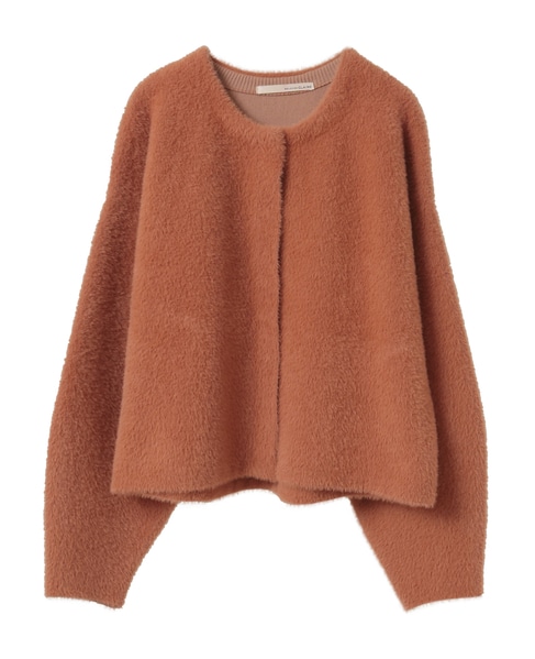 【ダブルフェイスフェザーノーカラーカーディガン】 詳細画像 レンガ 10