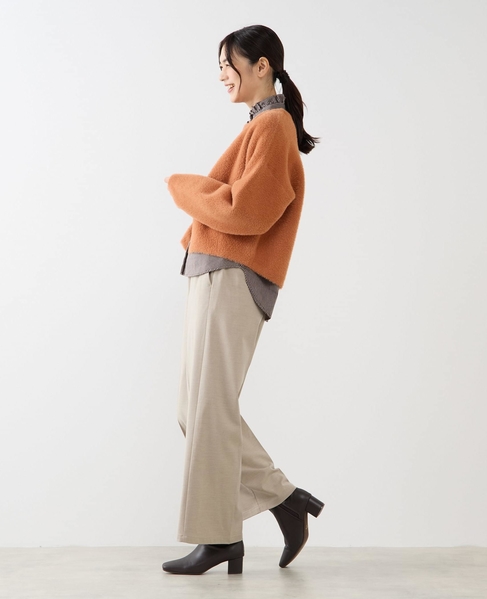 【ダブルフェイスフェザーノーカラーカーディガン】 詳細画像 レンガ 6
