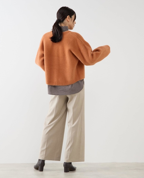 【ダブルフェイスフェザーノーカラーカーディガン】 詳細画像 レンガ 7