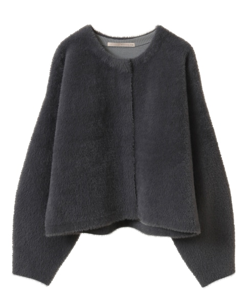 【ダブルフェイスフェザーノーカラーカーディガン】 詳細画像 チャコールグレー 10