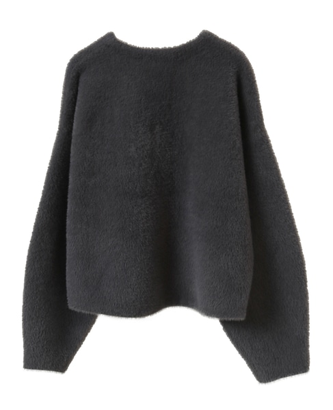 【ダブルフェイスフェザーノーカラーカーディガン】 詳細画像 チャコールグレー 11