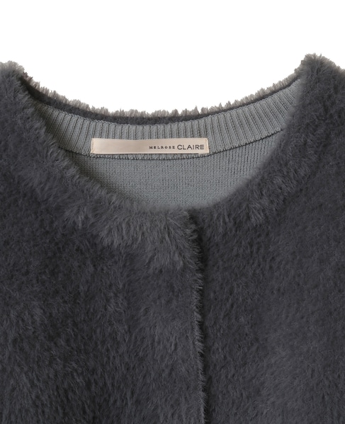 【ダブルフェイスフェザーノーカラーカーディガン】 詳細画像 チャコールグレー 12