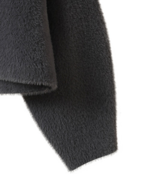 【ダブルフェイスフェザーノーカラーカーディガン】 詳細画像 チャコールグレー 13