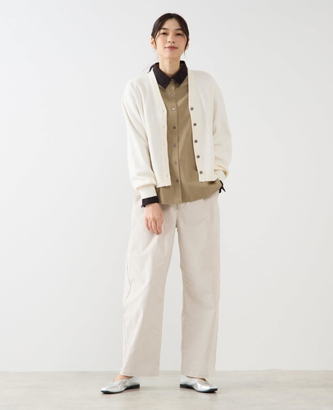 【総針編みVネックカーディガン】 詳細画像 アイボリー 2