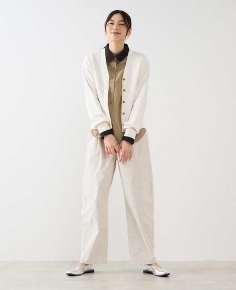 【総針編みVネックカーディガン】 詳細画像 アイボリー 3