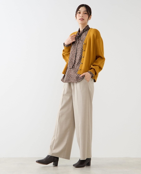 【総針編みVネックカーディガン】 詳細画像 マスタード 3