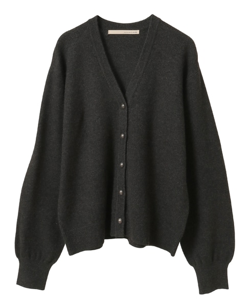【総針編みVネックカーディガン】 詳細画像 チャコールグレー 10