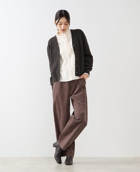 【総針編みVネックカーディガン】 詳細画像 チャコールグレー 2