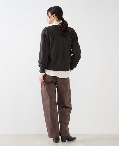 【総針編みVネックカーディガン】 詳細画像 チャコールグレー 5