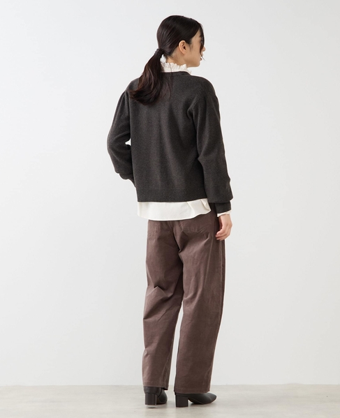 【総針編みVネックカーディガン】 詳細画像 チャコールグレー 6
