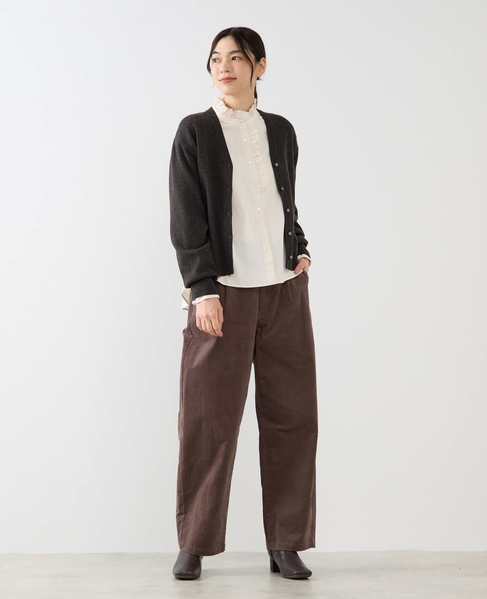 【総針編みVネックカーディガン】 詳細画像 チャコールグレー 8