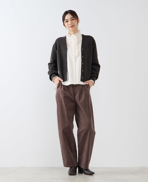 【総針編みVネックカーディガン】 詳細画像 チャコールグレー 9